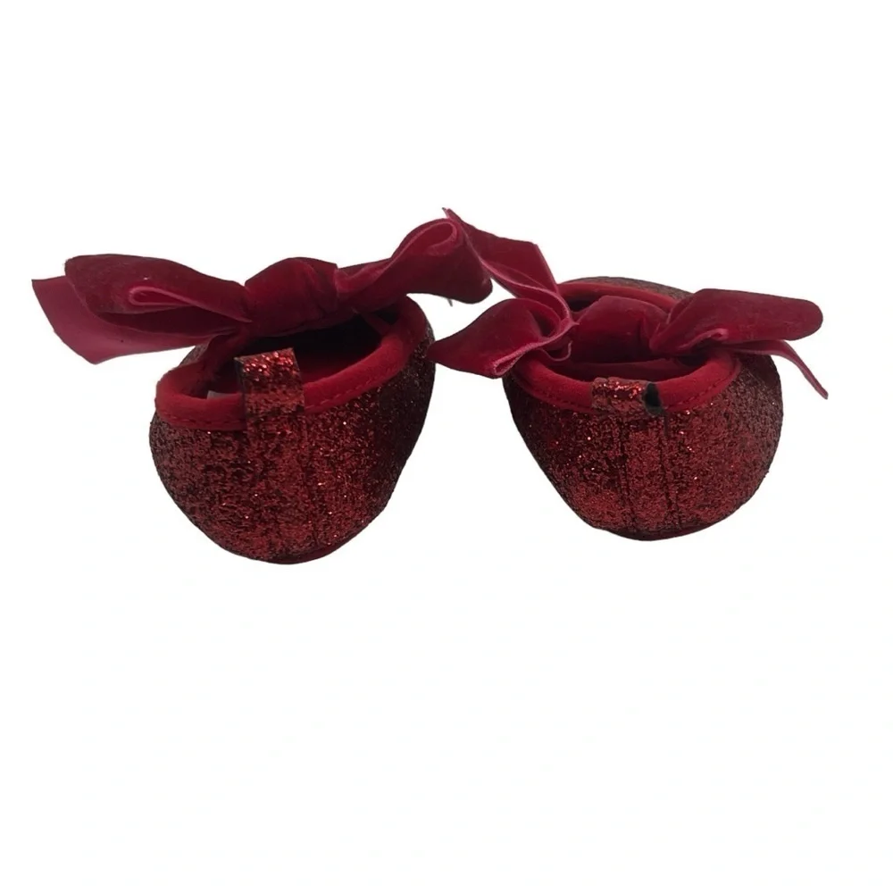 Target Red Glitter Velvet Bow Slip On Mary Jane Shoes Size 0-3 Mths Baby Girl